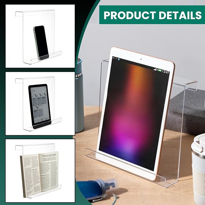 Jetec Treadmill Book Holder, Clear Acrylic Reading Rack for Treadmill Tablet Rack Universal Holder, for Tablet Magazines Books for Gym Exercising(9 x 8 x 1.5 Inches)