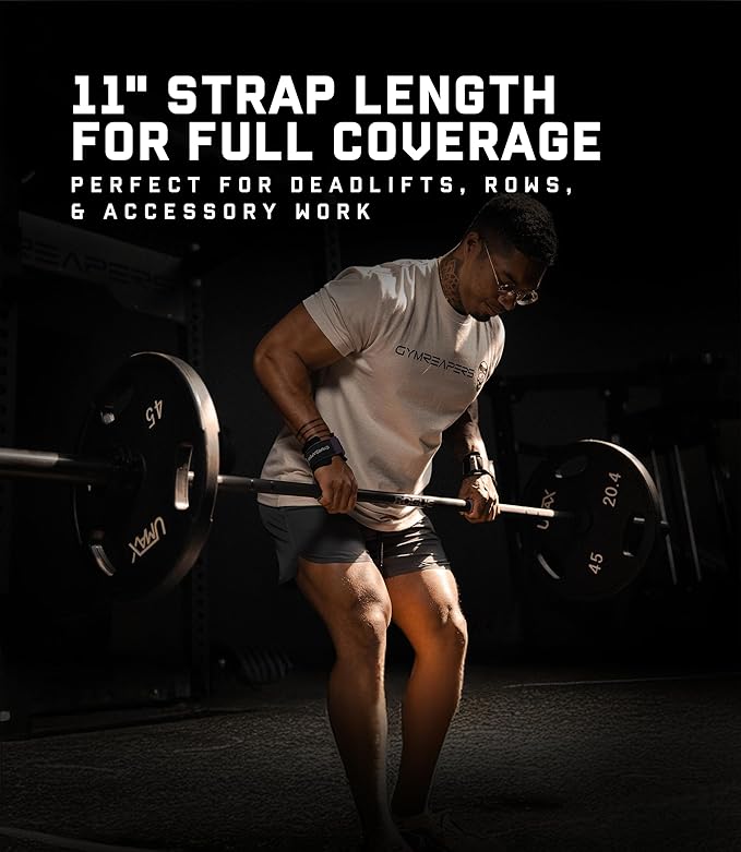 Gymreapers Weight Lifting Straps With Dowel - Wrist Straps for Weightlifting - Workout Deadlift Wrist Weights - Reinforced Stitching & Padded Fit Gym Accessories for Strength & Gym Hand Grip