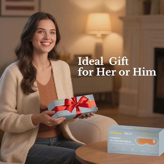 Cordless Heated Eye Mask, Silk Warm Eye Compress for Dry Eyes, Eye Relief, Improved Sleep, Washable Eye Heating Pad for Travel, 5 Temp & 6 Timers, 2-in-1 Heated & Cooling Gel Mask(2 Pack