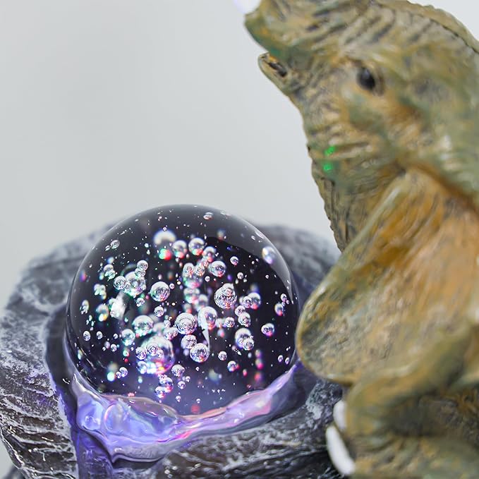 Elephant Tabletop Fountain with Rotating LED Crystal Ball & Cascading Rocks, 10.8" Indoor Waterfall Decor for Living Room,Office,Bedroom,Study,Zen Elephant Lover Gift