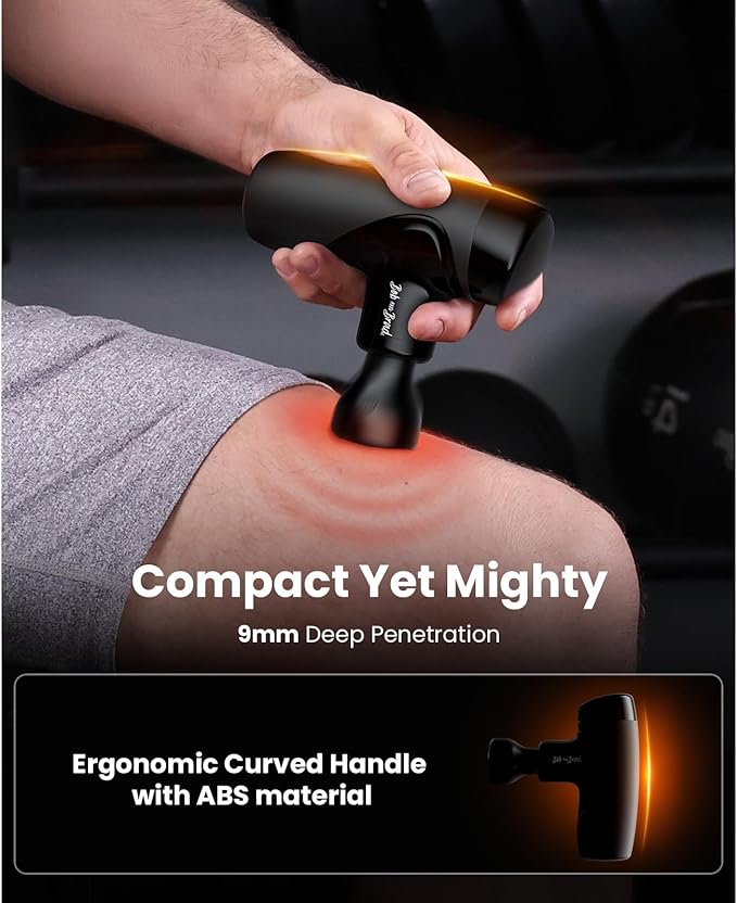 BOB AND BRAD M7 Plus Mini Massage Gun with Heat, Pocket-Sized Heated Deep Tissue Massager, Portable Percussion Muscle Travel Massager Gun, Ultra Light Small & Quiet Massage Gun