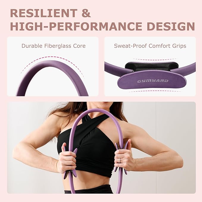 Pilates Ring Kit with Mini Ball & 3 Resistance Bands, at Home Pilates Equipment Set for Toning, Strength & Core Work, 15'' Magic Circle & 3-Level Bands