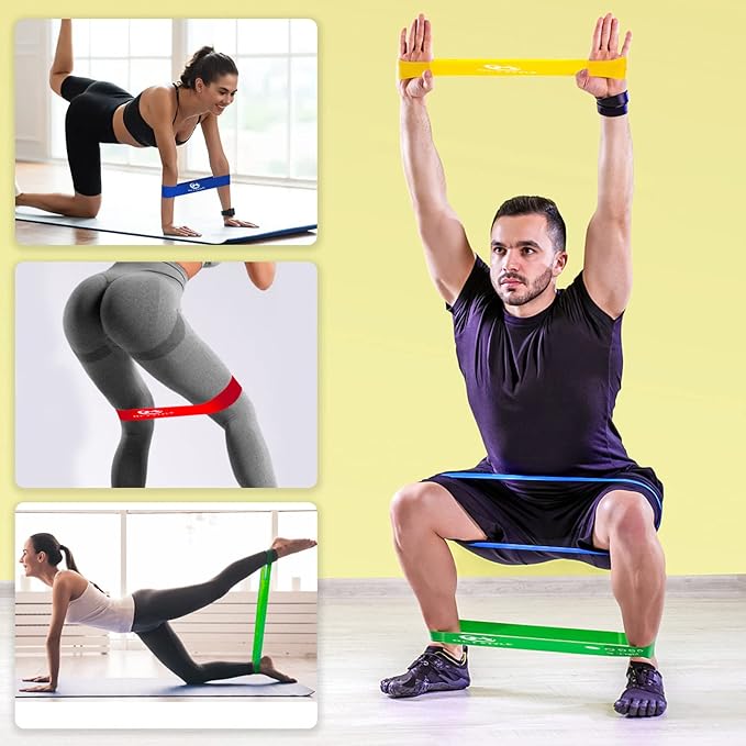 Exercise Band Resistance Bands for Working Out Men and Women Set 5 Different Levels Yoga Pilates,Natural Latex is Non Toxic and Odorless Not curl with Exercise Instructions e Carry Bag.