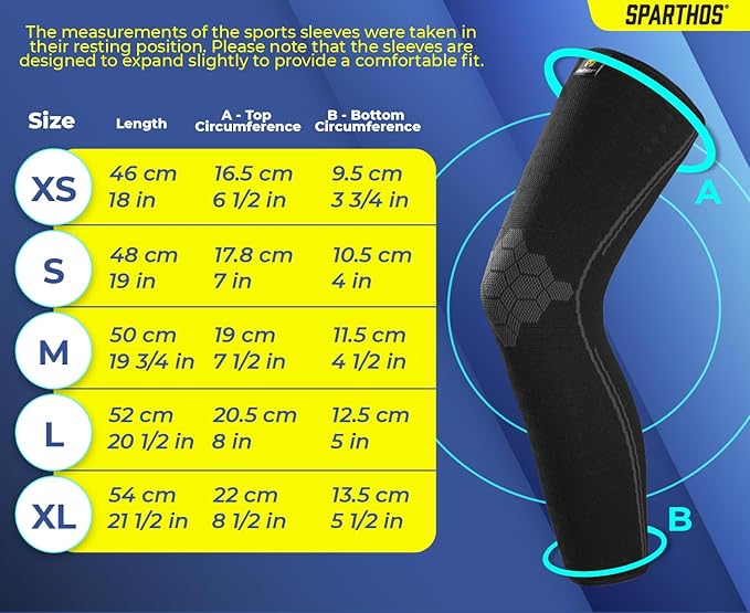 Sparthos Leg Compression Sleeves - Aid in Recovery and Support Active Lifestyle - Innovative Breathable Elastic Blend - Anti Slip, Day & Night Wear
