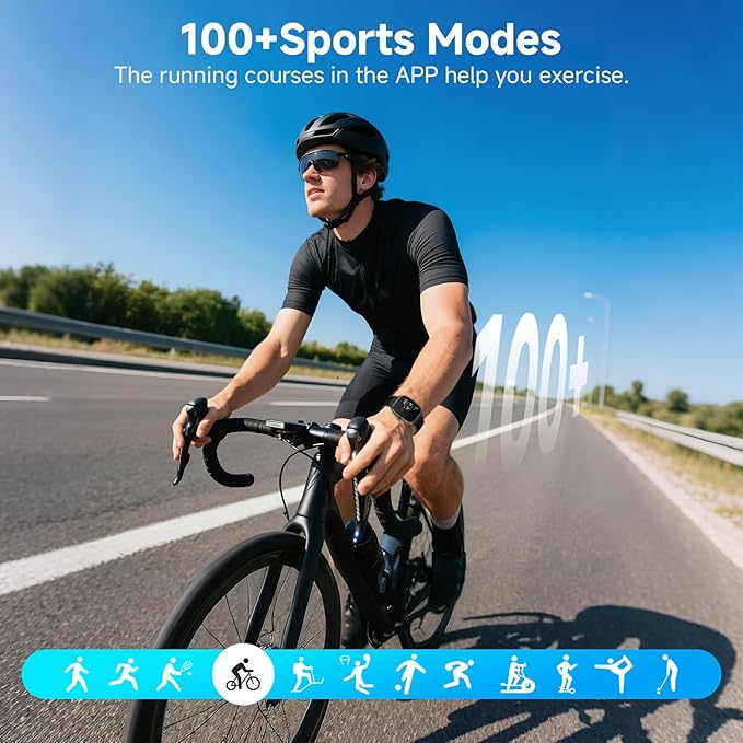 SOUYIE Smart Watch with SOS, 1.85" AMOLED Display Fitness Tracker, Heart Rate Blood Oxygen Sleep Monitor for Men Women, IP68 Waterproof Sport Watch, Answer/Make Calls, Compatible with Android iPhone