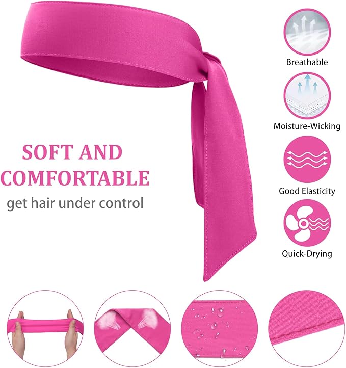 ONUPGO 18Pcs Head Ties for Men Women, Adjustable Headbands Sports Sweatband Ninja Ties Head Band, Sweat Wicking Workout Headband for Sports, Running, Tennis, Yoga, Soccer, Karate