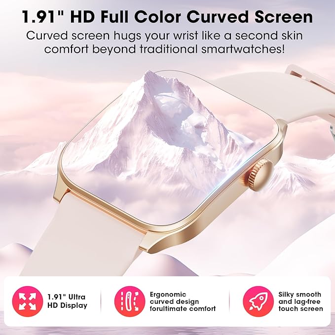 Curve Smart Watch for Men Women, 1.91" Smartwatches with 120+ Sport Modes, Fitness Tracker with Bluetooth Call, Heart Rate, Waterproof Activity Tracker Smartwatch for iOS Android Phones