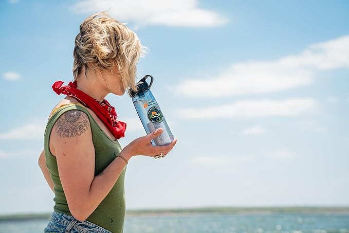 Epic Water Filters Nalgene OG Water Bottle with Filter, USA Made, BPA Free, Removes 99.99% Tap Water Contaminants, Forever Chemicals, Smoke Grey, 32 oz