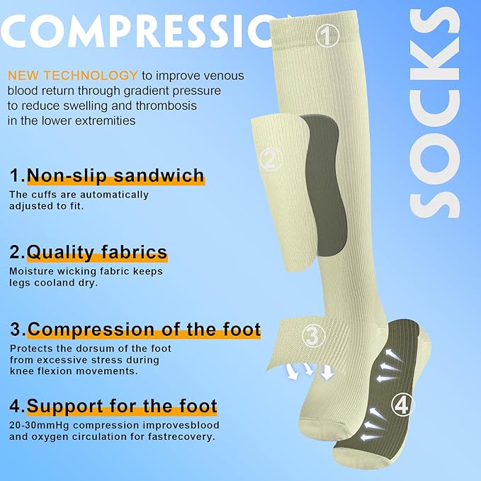 bropite Halloween Compression Socks for Women & Men-Pumpkin Ghost 6 Pairs 20-30mmhg Support Running Nurse Travel