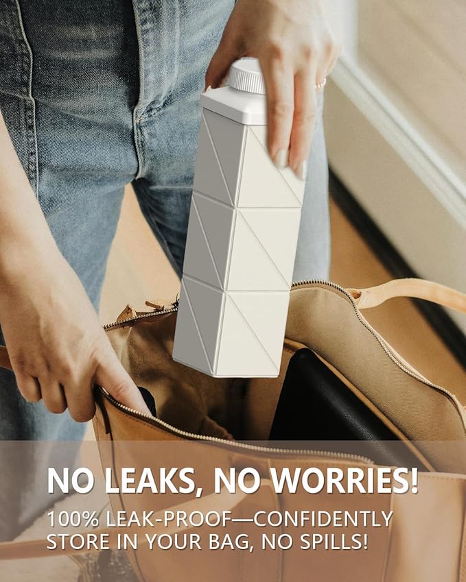 Collapsible Water Bottles 720ml 24.3oz, Foldable Portable Water Bottle, Lightweight Reusable Leakproof for Travel Camping Hiking Cycling Sports Outdoor School Office, 2 Pack, Starlight+Green