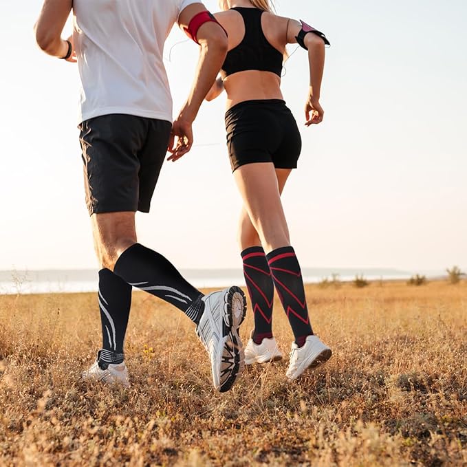 Compression Socks for Men & Women 20-30 mmHg Knee High -Best Support for Medical, Athletic, Sports, Travel (1/2Pairs)