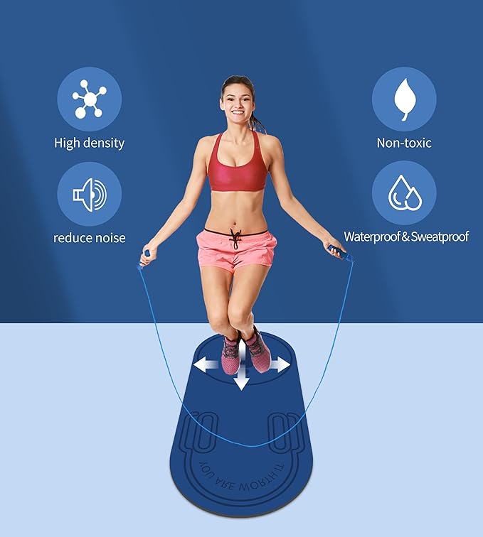 Non-Slip Jump Rope Mat Shock Absorption Rope Skipping Mat for Adults & Children Home Indoor Workout Exercise Mat