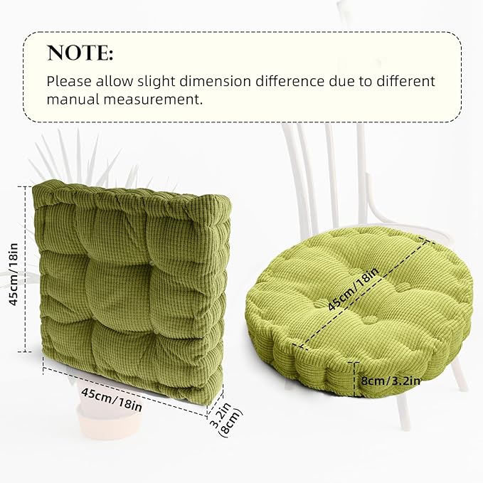 2 Pack Meditation Floor Pillow Large Square and Round Floor Cushions for Adults Purple Corduroy Floor Seat Pillows Cushion for Living Room Balcony Tatami Yoga,18x18 Inch