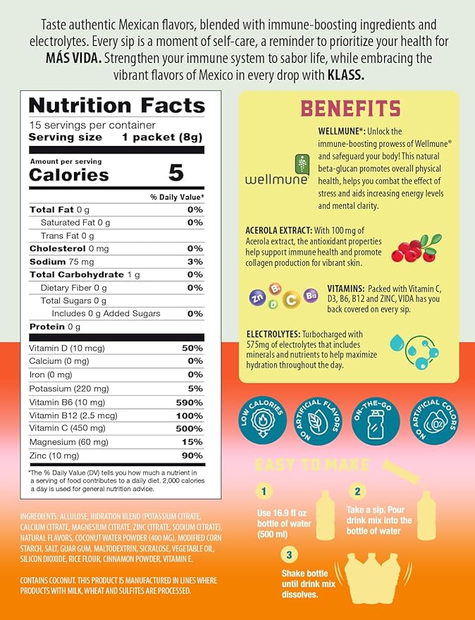 Hydration + Immunity Electrolyte Drink Mix – Variety Pack with Mango, Strawberry Horchata & Cantaloupe | Sugar-Free Hydration Packets with Wellmune®, Acerola, Coconut Water & Minerals