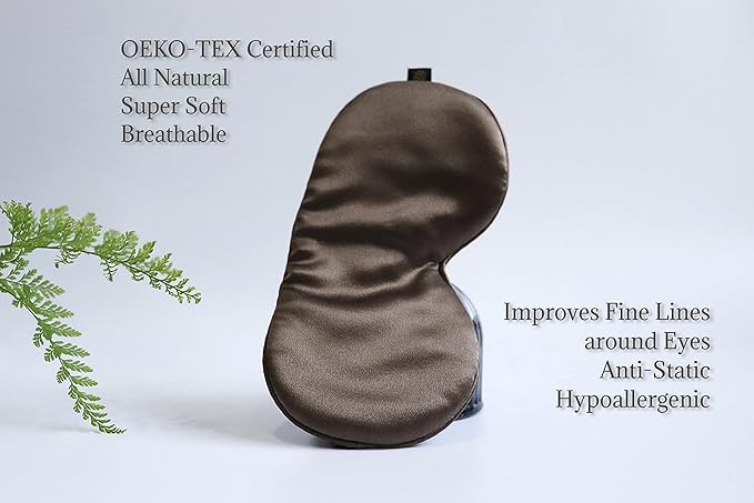 Premium Handcrafted 25 Momme Mulberry Silk Eye Mask for Sleeping (Chocolate)
