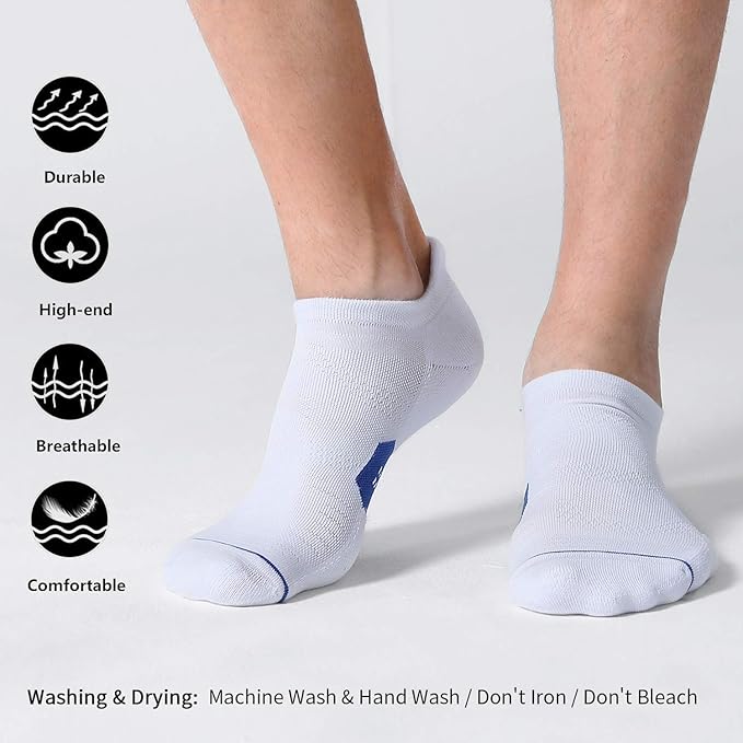 CS CELERSPORT 6 Pack Men's Running Ankle Socks with Cushion, Low Cut Athletic Sport Tab Socks