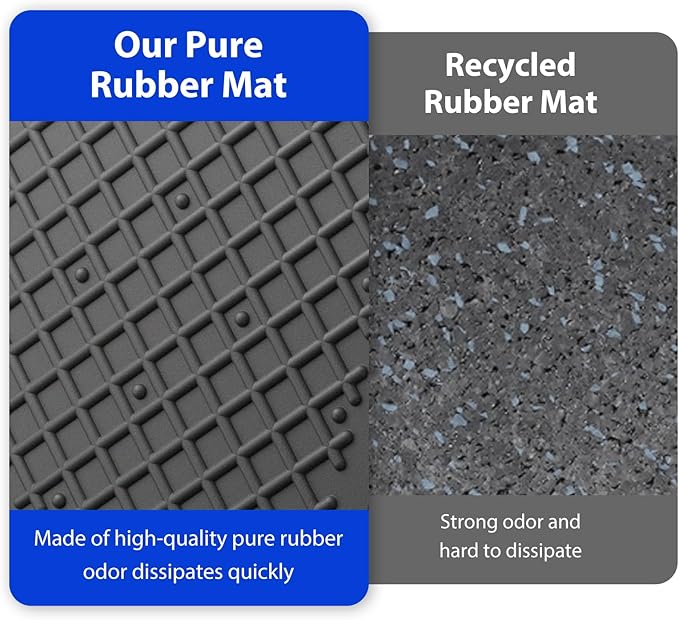 Exercise Equipment Mat 5.11x5.11x0.55in 6pcs, Heavy Duty Thick Steel Embedded Rubber Mat, Anti Slip/Noise Reduction/Vibration Resistance, Treadmills Equipment Pads, Used for Carpets, Wooden Floors