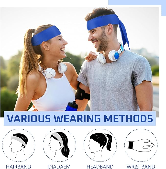 Hiboom 30 Pack Tie Headband Bulk Sports Tennis Head Tie Ninja Karate Tie Back Athletic Sweatbands Adjustable Hair Bands for Women Men Basketball, Football, Soccer, Running, Yoga Workout