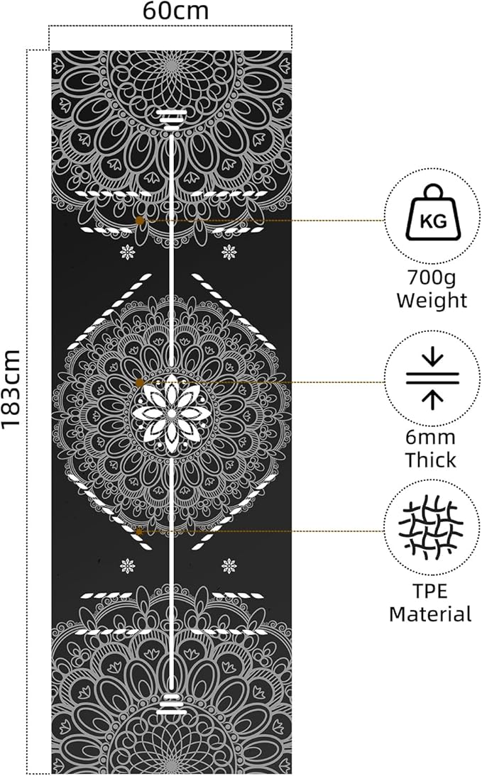 FOLAI Extra Thick Yoga Mat 6mm - Non-Slip Exercise Mat for HIIT, Pilates & Home Workouts & Workout with Free Carry Strap