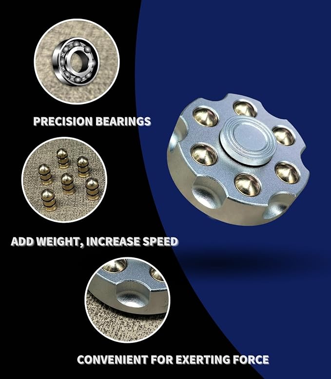 2 Pcs Alloy Metal Fidget Spinners,High-Speed Bearing & Weight Adjustable,Stress Relief Fidget Toys Adults (Black+Silver)