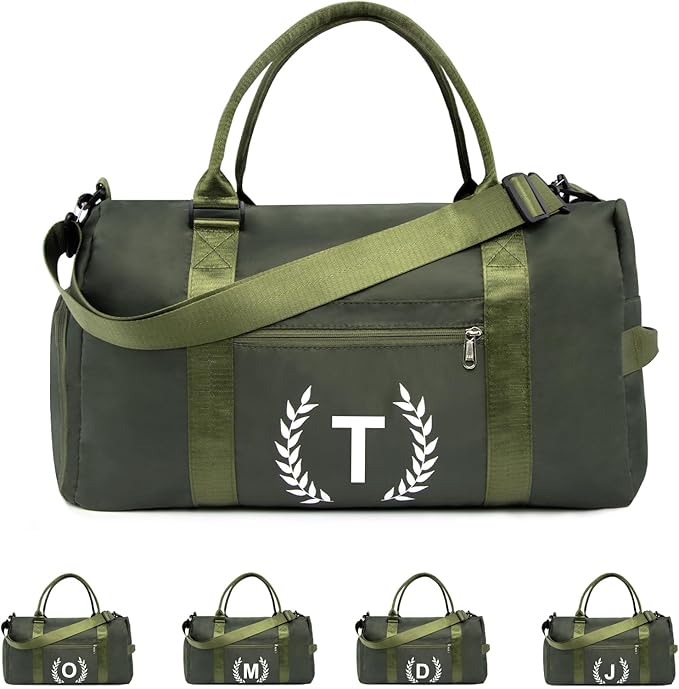 Gym Bag with Shoe Compartment - Personalized Monogrammed Duffle for Sports, Travel, and Workout with Initials