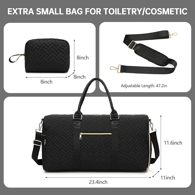 Duffle Bag for Travel, Weekender Bag with Shoe Compartment, Carry On Overnight Bag for Women with Toiletry Bag, Gym Bag with Wet Pocket, Hospital Bags for Labor and Delivery Beige