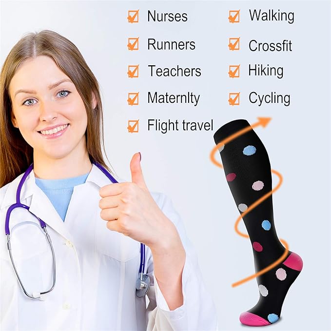 Compression Socks for Women & Men 15-20 mmHg, Best for Medical, Nursing, Running, Athletic, Varicose Veins, Travel