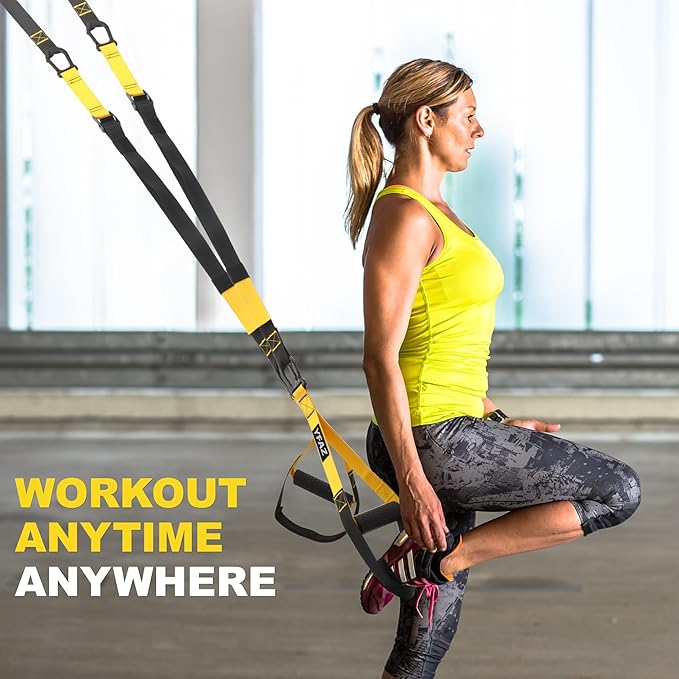 Home Resistance Training Kit for All Levels, Suspension Trainer Straps With Handles For Full Body Workouts at Home, Includes Door Anchor And Mesh Bag for Gym,Outdoor,Travel