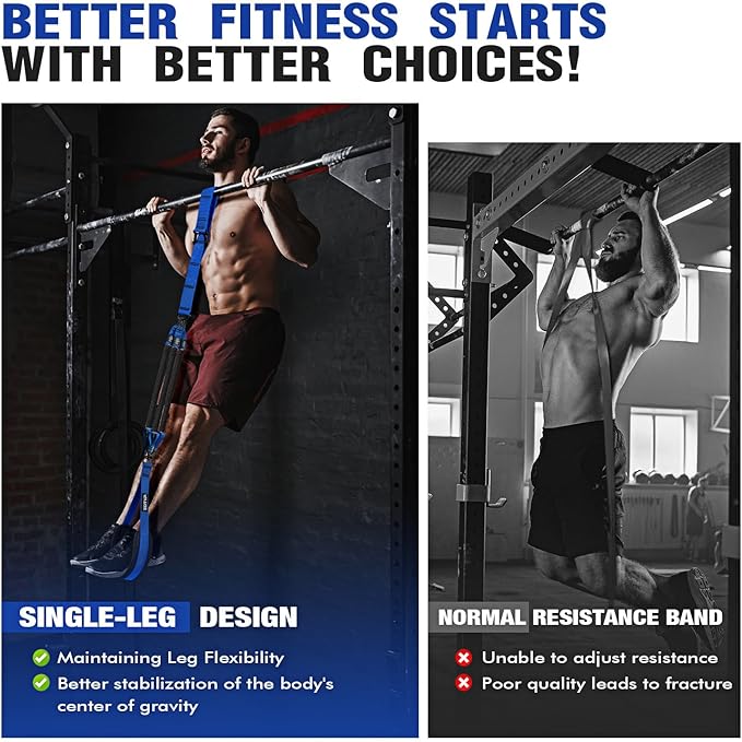 Pull Up Assistance Bands, Pull Up Bar Resistance Bands, Pull Up Bands for Enhanced Strength Training, Muscle Training, 3 Heavy-Duty Adjustable Pull Up Assist Strap & Comfortable Foot Strap