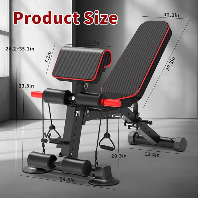 Adjustable Weight Bench,Utility Workout Bench Foldable Incline Decline Benches for Home Gym Full Body Workout,Load 330LBS