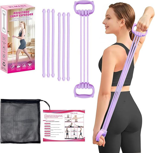 6 Gear Adjustable Resistance Bands, Fitness Resistance Bands Exercise Bands with Comfort Grips, Unisex, for Arms, Chest Extender, Home Workout, Fitness, Pilates