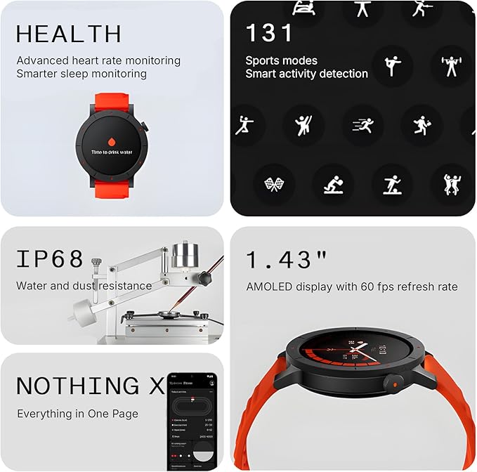 Watch 3 Pro Smart Watch for Men Women, Bluetooth Call AI with Energy Score, Heart Rate Tracking, Sleep Monitor, GPS & 130+ Sport Modes, Fitness Tracker for Android iOS, IP68 Dark Grey
