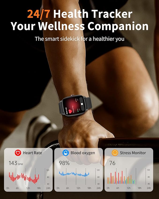 Smart Watch for Men Women Bluetooth Call, 1.85" HD Touch Screen AI Voice Smartwatch, Fitness Tracker with Sleep/Heart Rate Monitor, IP68 Waterproof, 100+ Sports Modes for Android & iOS