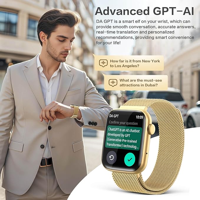 2025 Smart Watches for Women Men Blood Pressure, 1.9"AMOLED Display,AI Watch Face/Da GPT AI/AI Voice, 24/7 Heart Rate Stress Sleep Monitor, IP68 Waterproof, 123 Sports Fitness Tracker for Android iOS