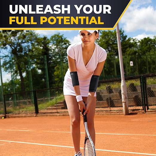 NeoTech Care Elbow Support Brace - Breathable - Men, Women, Right or Left (Black Color, Size XL, 1 Pair)