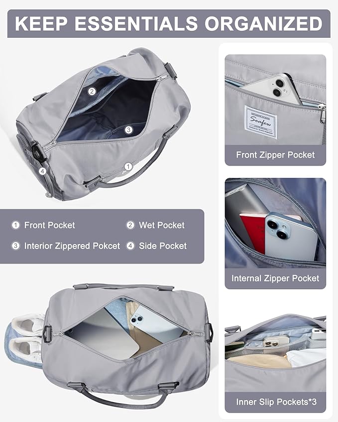 Gym Bag Womens,Travel Duffel Carry on Bag Sport Tote Bag Weekend Overnight Bag