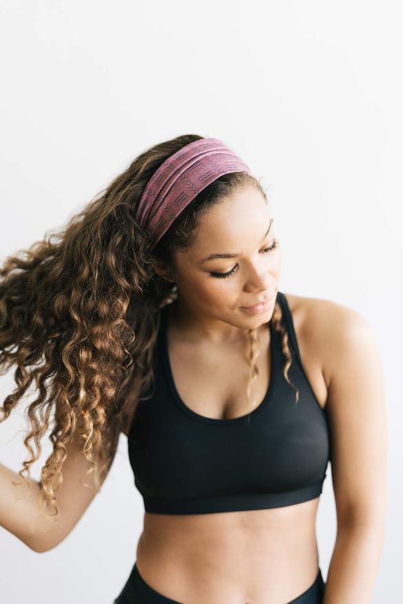 Maven Thread Workout Headbands for Women, 2Pack - 4 inch Thick Wide, Non Slip Sweatbands for Women, Ideal for Exercise, Gym Hairband for Athletic Workouts and Yoga, Black Marble