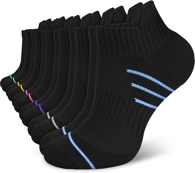 Cotton Ankle Compression Socks for Women 6 Pairs, Running Socks with Arch Support Plantar Fasciitis Athletic Sock