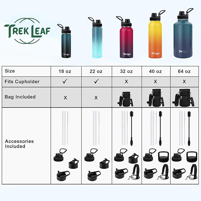 Travel Water Bottle with 3 Lids (Spout, Straw, Flip) Leak Proof, Quality, Vacuum Insulated, Stainless Steel (Day & Night, 22 oz)