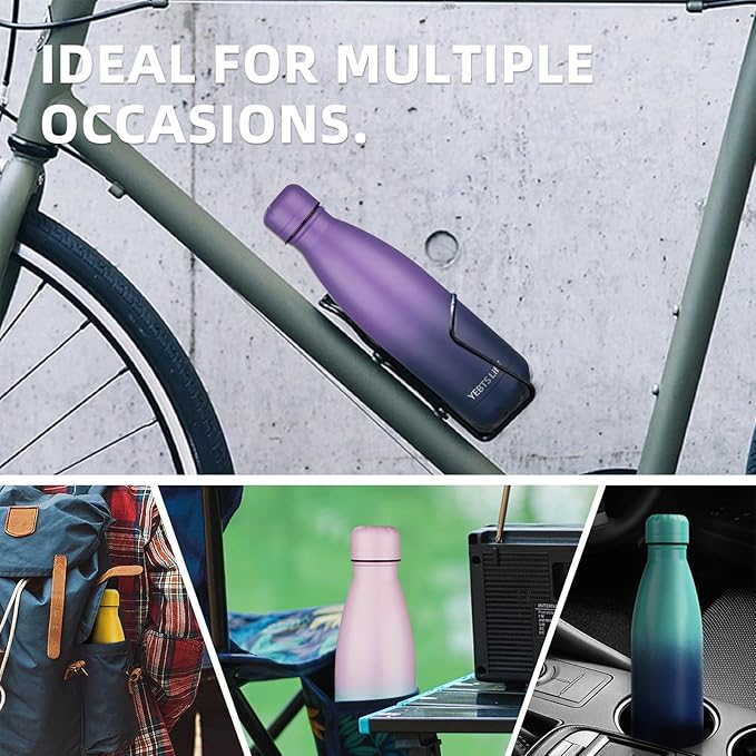 Insulated Water Bottle, 2 Pack-17oz Stainless Steel Water Bottles with straw lid, Metal Sports Water Bottles for Boys,Girls, Double Wall Vacuum BPA-Free Flask for School, Sports (Purple-Oasis)