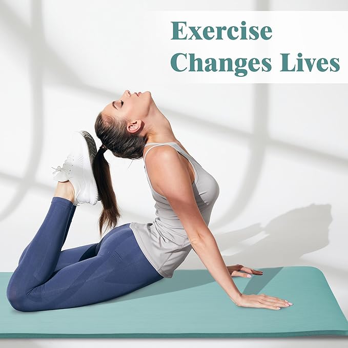 BalanceFrom GoCloud 71" x 24" All-Purpose 1-Inch Extra Thick Double-Sided Non-Slip High Density Anti-Tear Exercise Yoga Mat with Carrying Strap, Gray