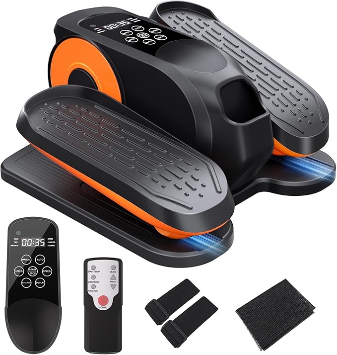 Under Desk Elliptical Machine, Morelax Ellipse Leg Exerciser for Seniors Fully Assembled, Quiet & Portable Electric Seated Pedal Exerciser with Remote Control & 12 Adjustable Speeds