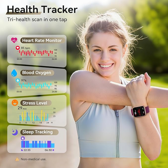 Smart Watches for Women Men, 1.85" Screen Smartwatch Compatible iPhone Android Phone Answer/Make Call, 24/7 SpO2 Sleep Heart Rate Monitor,3ATM Waterproof, Fitness Traker 120+Sport (2 Bands Included)