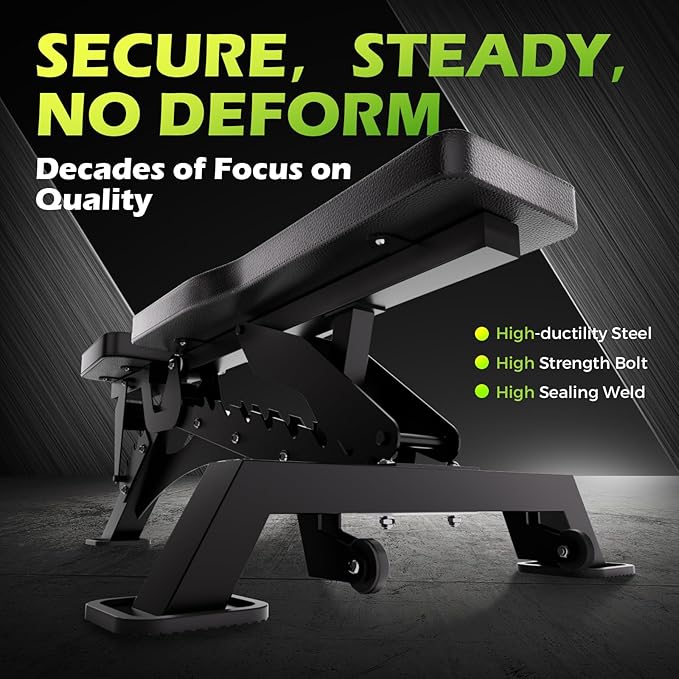 BODYRHYTHM Commercial-grade Weighted Bench, 1300LBS Weight Capacity Strength Training Bench, Heavy-duty Adjustable Workout Bench for Garage and Home Gym Workouts, Weight Lifting, and Bench Press.