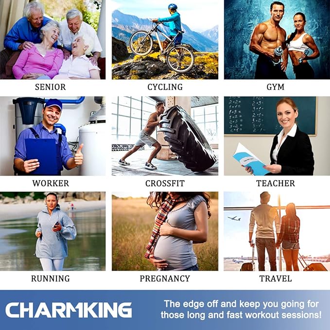 CHARMKING Compression Socks for Women & Men Circulation (8 Pairs) 15-20 mmHg is Best Support for Athletic Running,Hiking