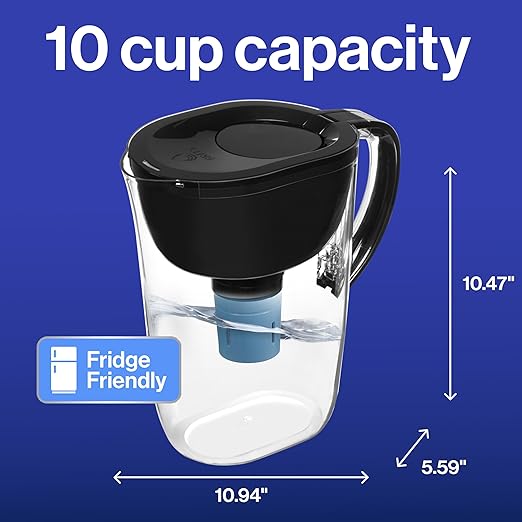 Brita Everyday Elite Water Filter Pitcher, Removes 99% of Lead, Includes 1 Filter, 10-Cup Capacity, Black