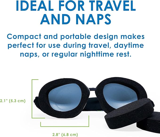 Eye Eco Tranquileyes Mini Sleep Eye Mask – Dark Eye Mask for Dry, Irritated Eyes - Soft Comfort Eye Shade - Adjustable Straps Creates Darkness – Travel, Nap, Sleep – Blue, Not One-Size-Fits-All