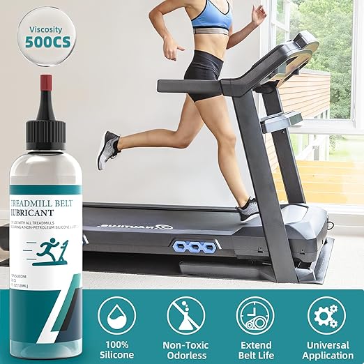 Treadmill Belt Lubricant, 100% Silicone Treadmill Lube High-Temperature Resistant Stable Non-Toxic Odorless Lubricant, with Application Tubes and Precision Screw Caps, 8 Ounces