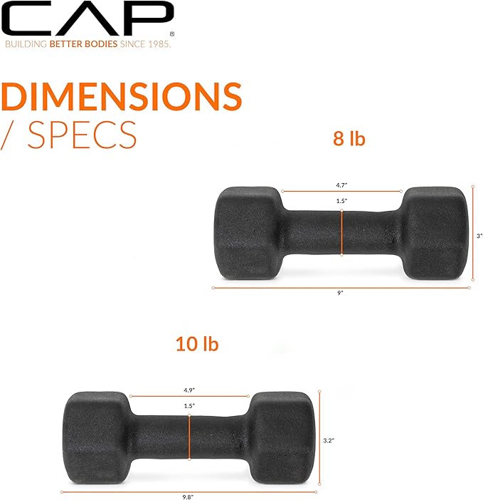 CAP Barbell Neoprene Dumbbell Weights Pairs & Sets | Multiple Colors
