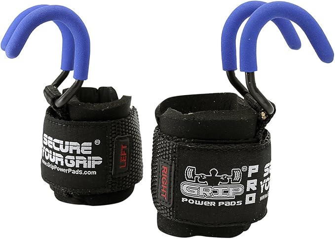 Weight Lifting Rod Hooks Heavy Duty Wrist Wraps Power Weight Lifting Training Gym Grips Straps Set of 2